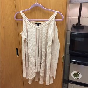 Waffle Open Shoulder Sweater